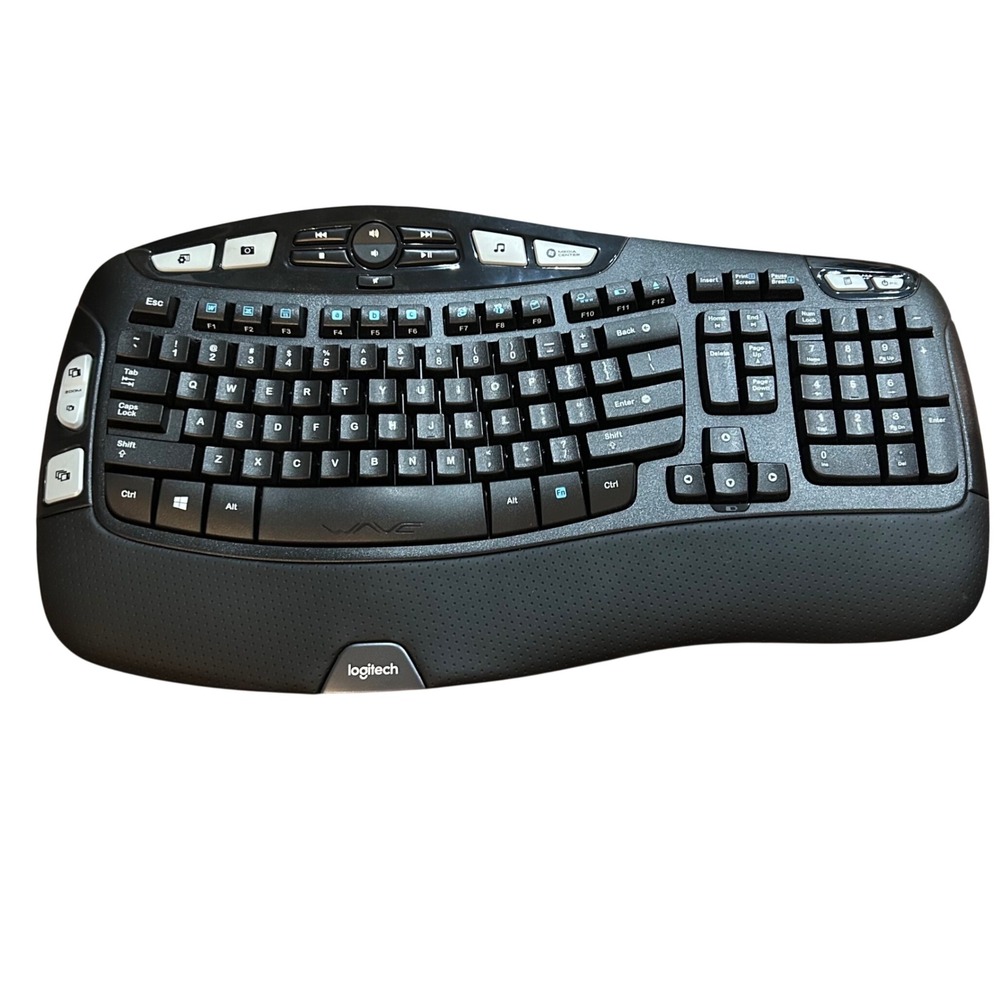 Logitech Wave Keyboard Unisex Black Ergonomic Wireless Media Controls